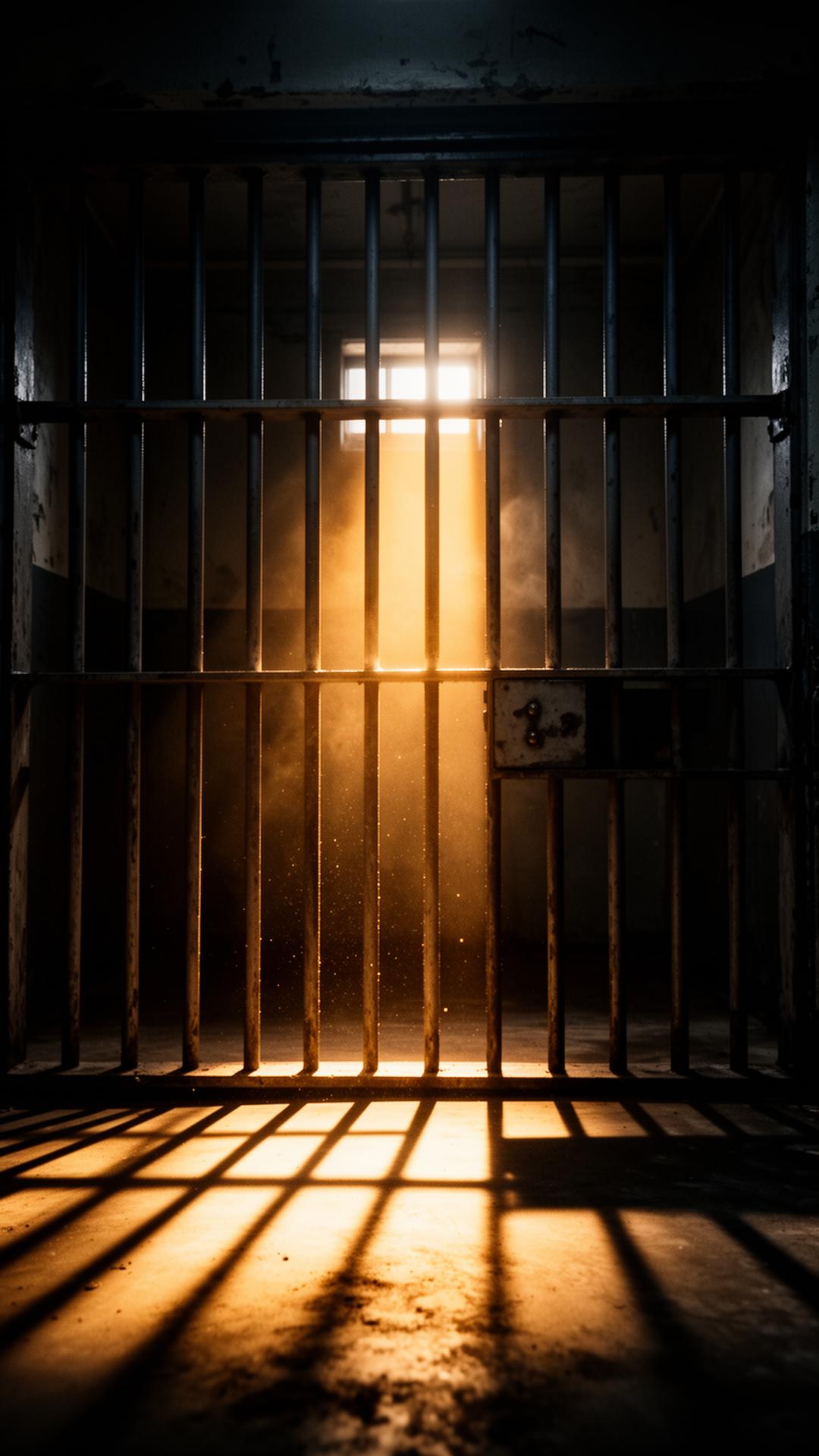 Light cutting through prison bars at Rikers Island